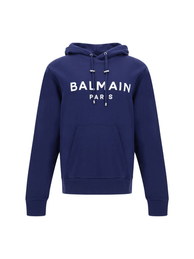 Balmain Elegant Navy Blue Monogram Hoodie - IT46 | S - - Balmain