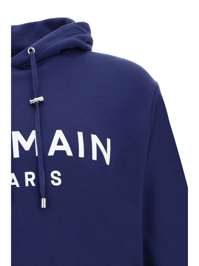 Balmain Elegant Navy Blue Monogram Hoodie - - - Balmain