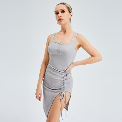 Y2K Sexy Thread Dress Tight Skirt To Base Drawing - Grey - Dresses - Carvan Mart