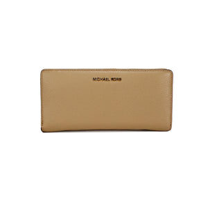 Michael Kors Jet Set Travel Large Camel Leather Continental Wristlet Wallet - - - Michael Kors