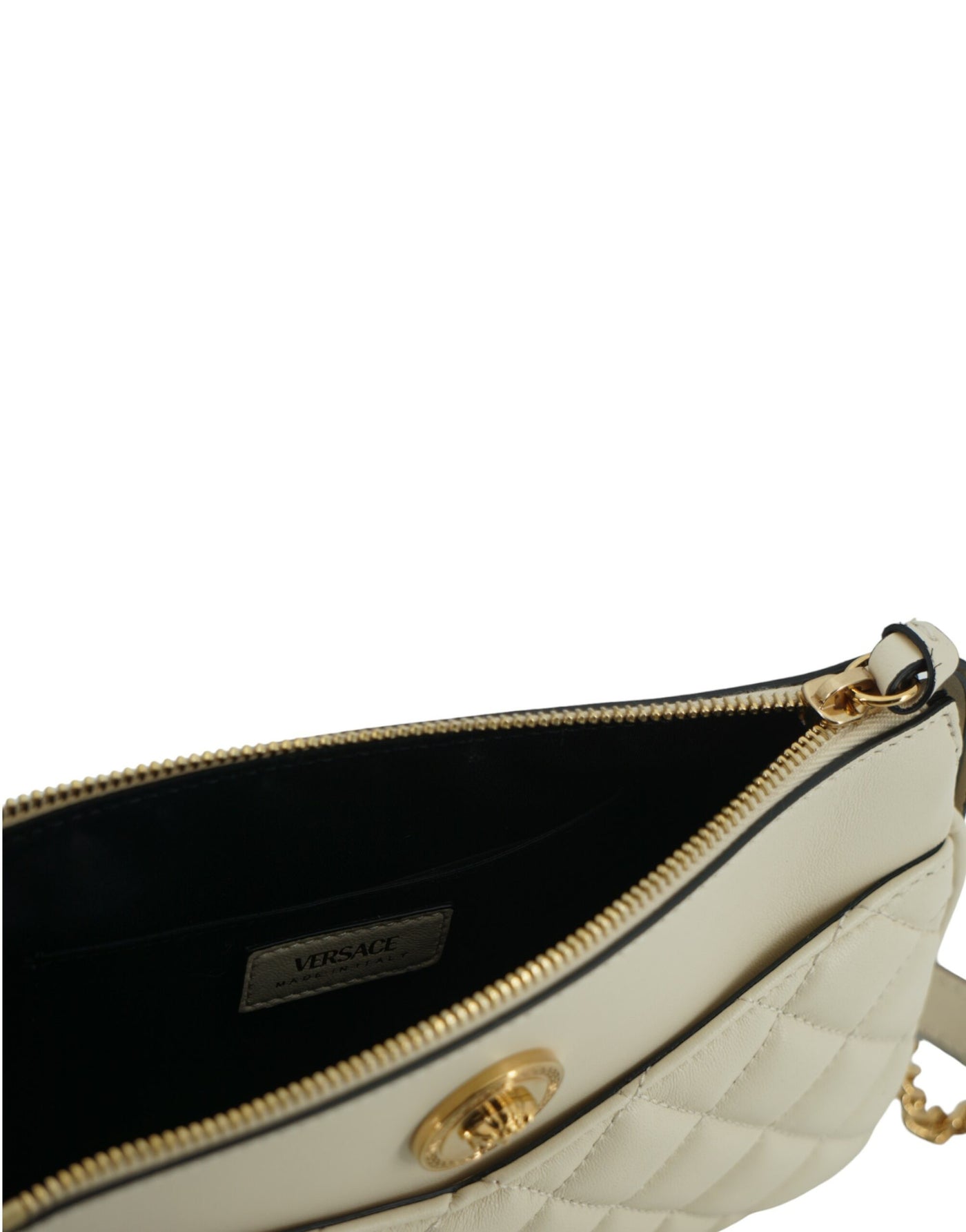 Versace Elegant White Lamb Leather Crossbody Pouch - - - Versace