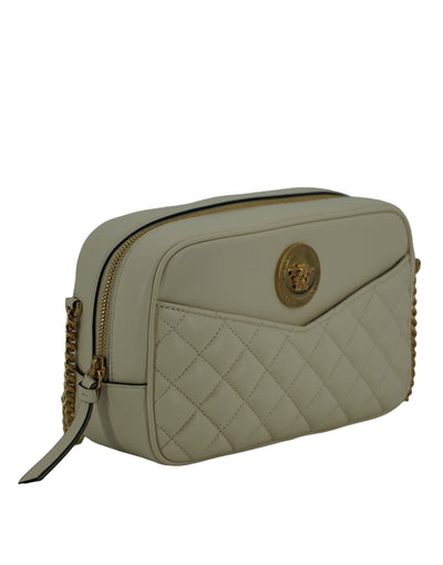 Versace Elegant White Leather Camera Shoulder Bag - - - Versace