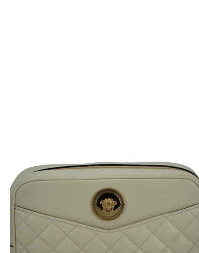 Versace Elegant White Leather Camera Shoulder Bag - - - Versace