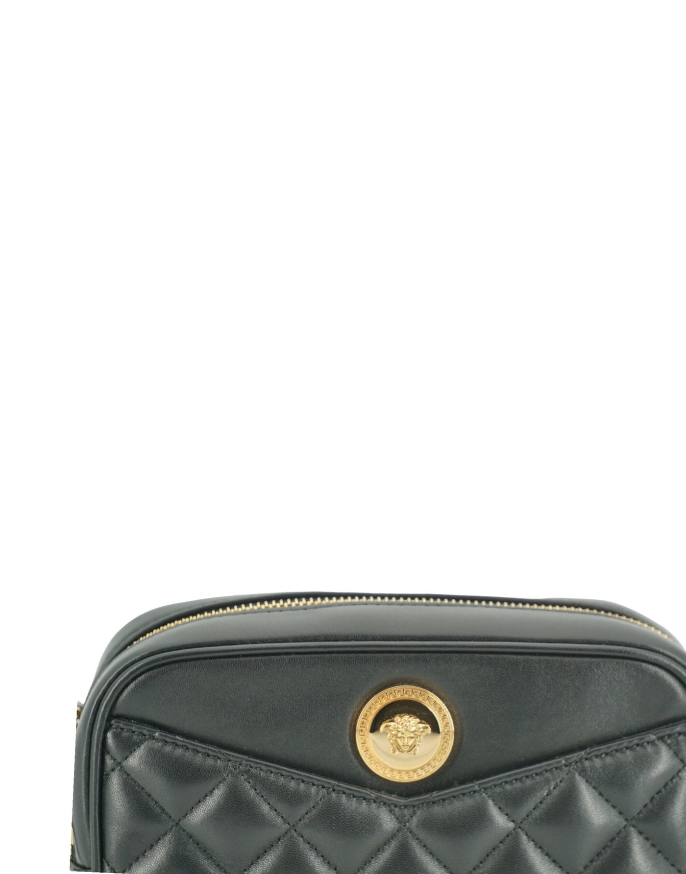 Versace Elegant Small Black Leather Crossbody Bag - - - Versace