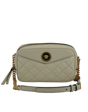 Versace Elegant White Lamb Leather Camera Bag - White - - Versace