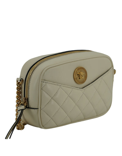 Versace Elegant White Lamb Leather Camera Bag - - - Versace