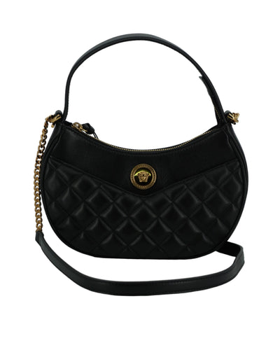 Versace Elegant Half Moon Leather Shoulder Bag - Black - - Versace