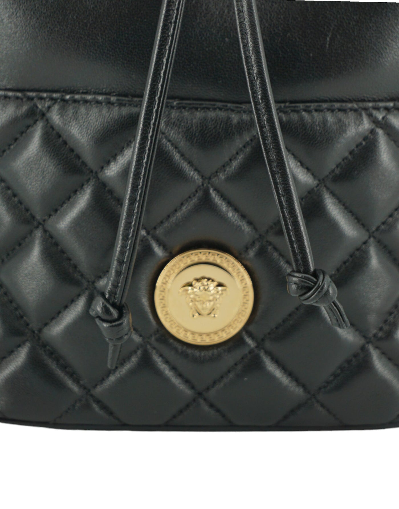 Versace Elegant Black Leather Bucket Shoulder Bag - - - Versace