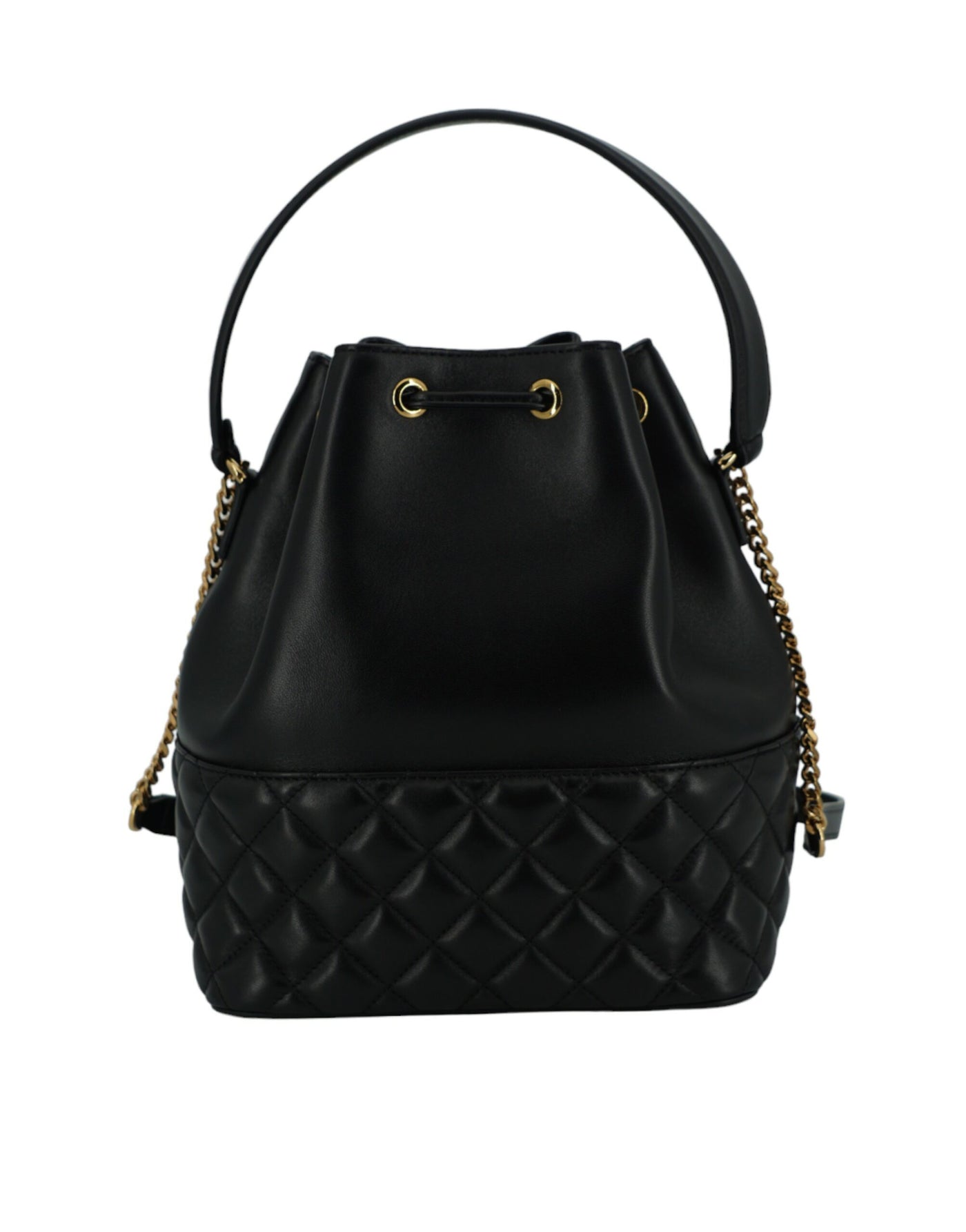 Versace Elegant Black Leather Medusa Bucket Shoulder Bag - - - Versace