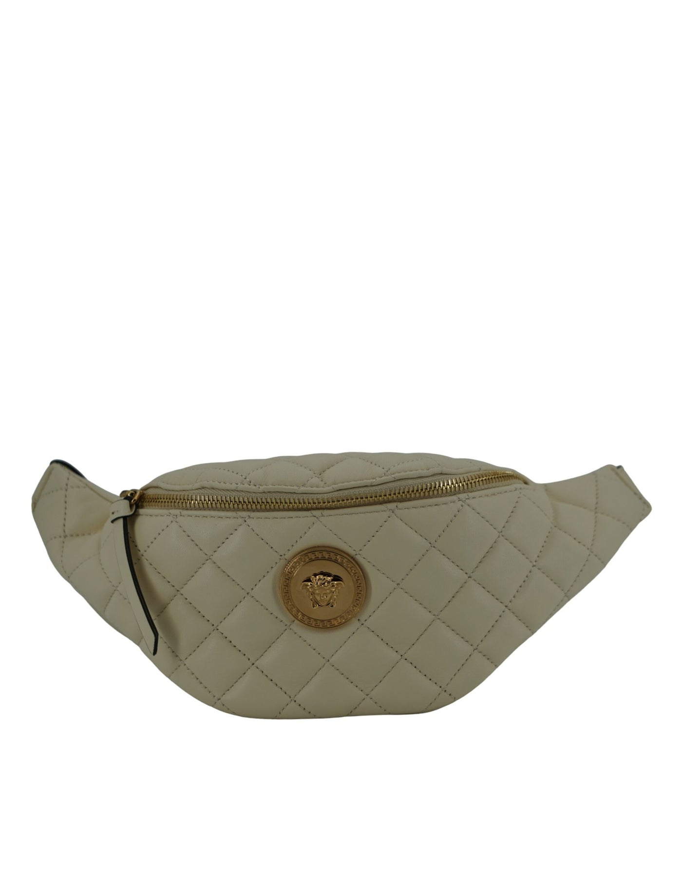 Versace Elegant White Lamb Leather Belt Bag - White - - Versace