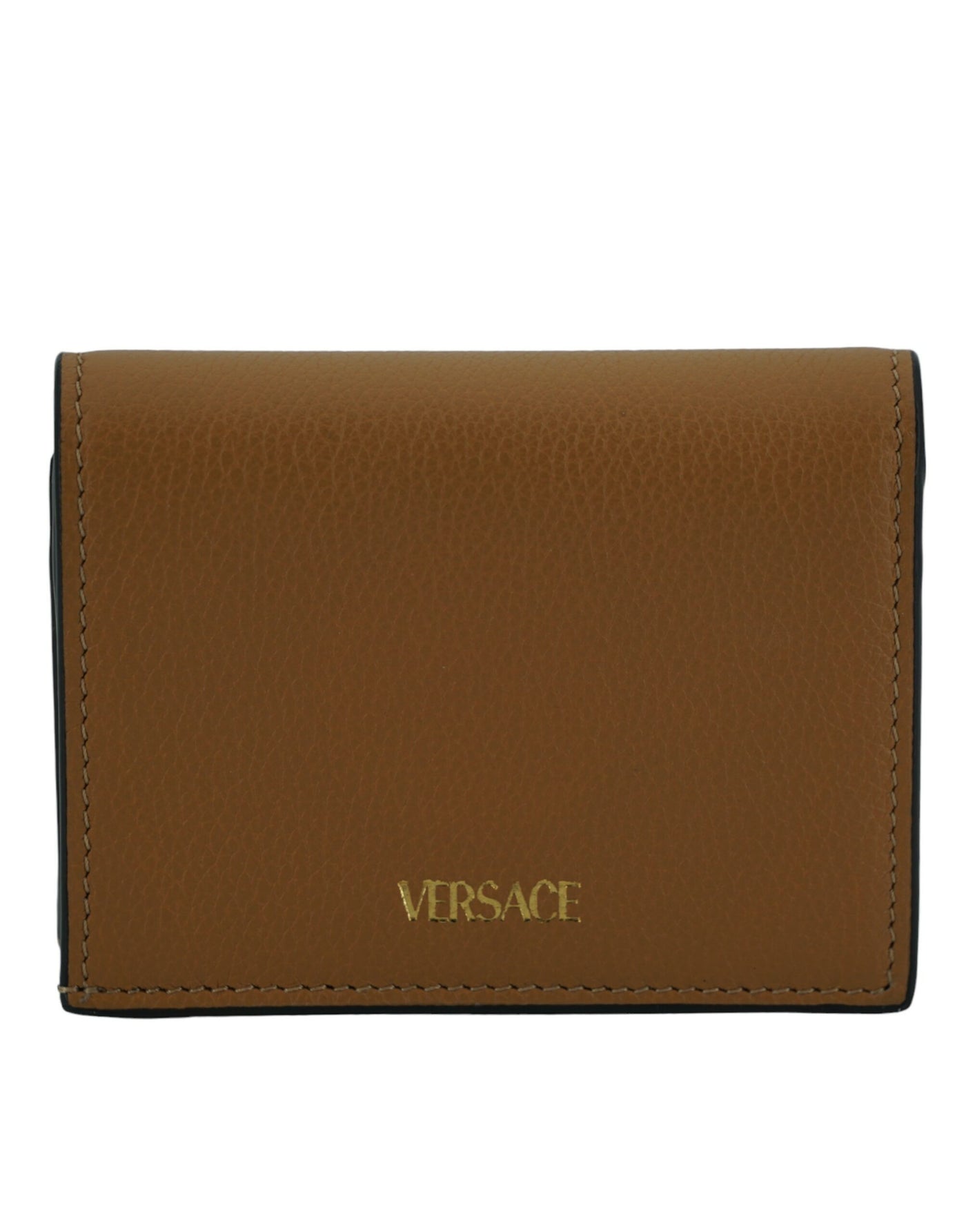 Versace Elegant Compact Leather Wallet in Brown - - - Versace