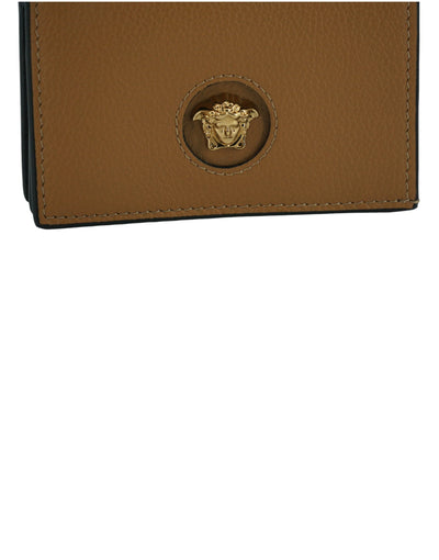 Versace Elegant Compact Leather Wallet in Brown - - - Versace