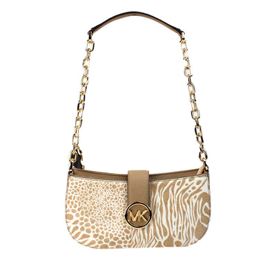 Michael Kors Carmen Small Camel Haircalf Pouchette Shoulder Crossbody Purse - Camel - - Michael Kors