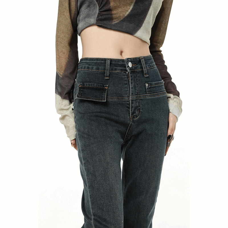 High Waist Flared Jeans for Women - Vintage Bell Bottom Denim Pants in Retro Blue - - Women's Jeans - Carvan Mart