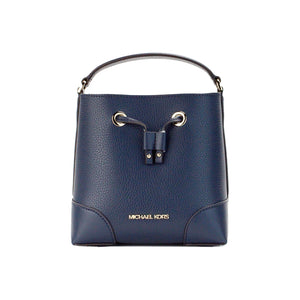 Michael Kors Mercer Small Navy Pebbled Leather Bucket Crossbody Bag Purse - - - Michael Kors