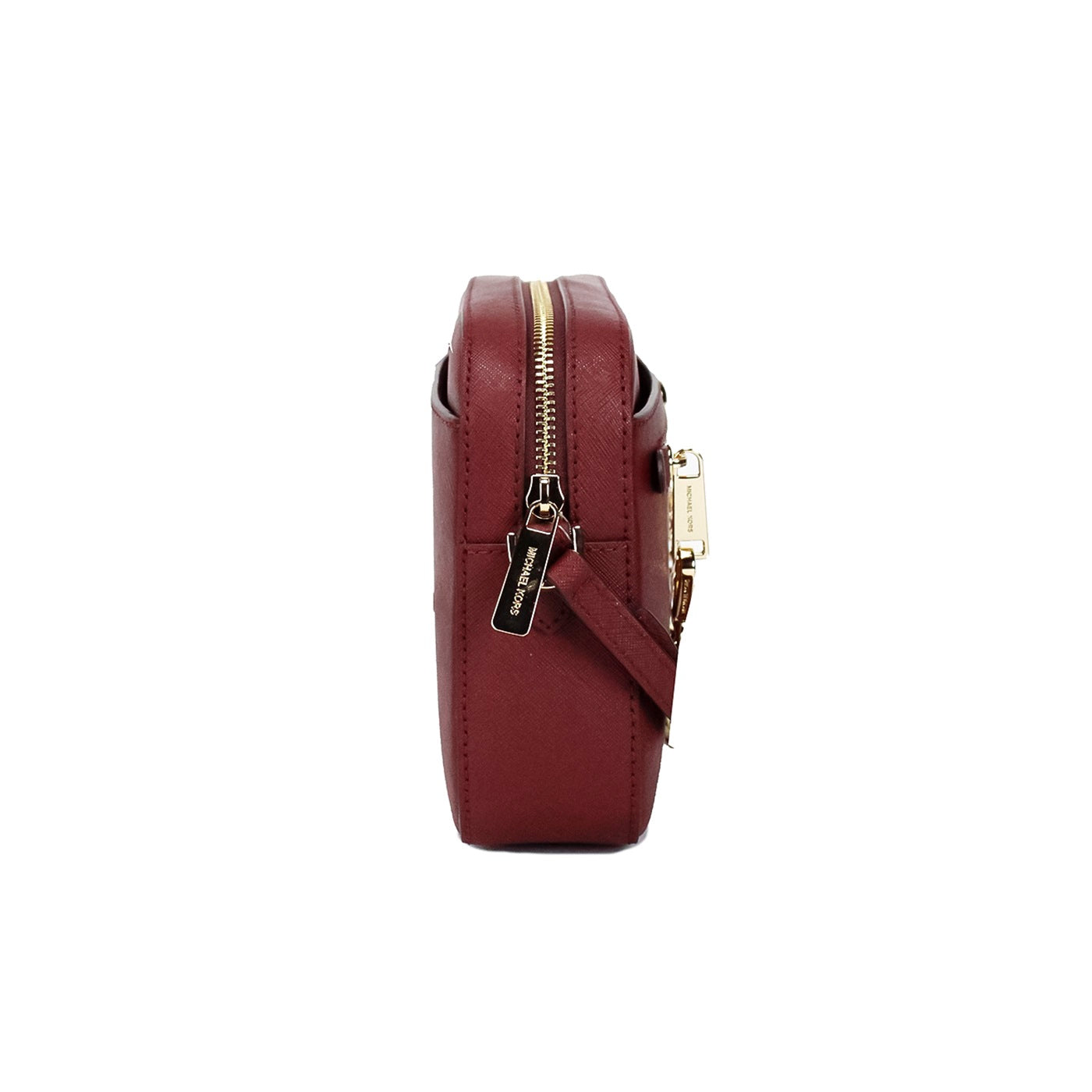 Michael Kors Jet Set East West Large Dark Cherry Leather Zip Chain Crossbody Bag - - - Michael Kors