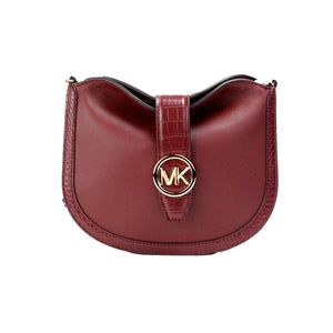 Michael Kors Gabby Small Dark Cherry Leather Foldover Hobo Crossbody Bag - - - Michael Kors