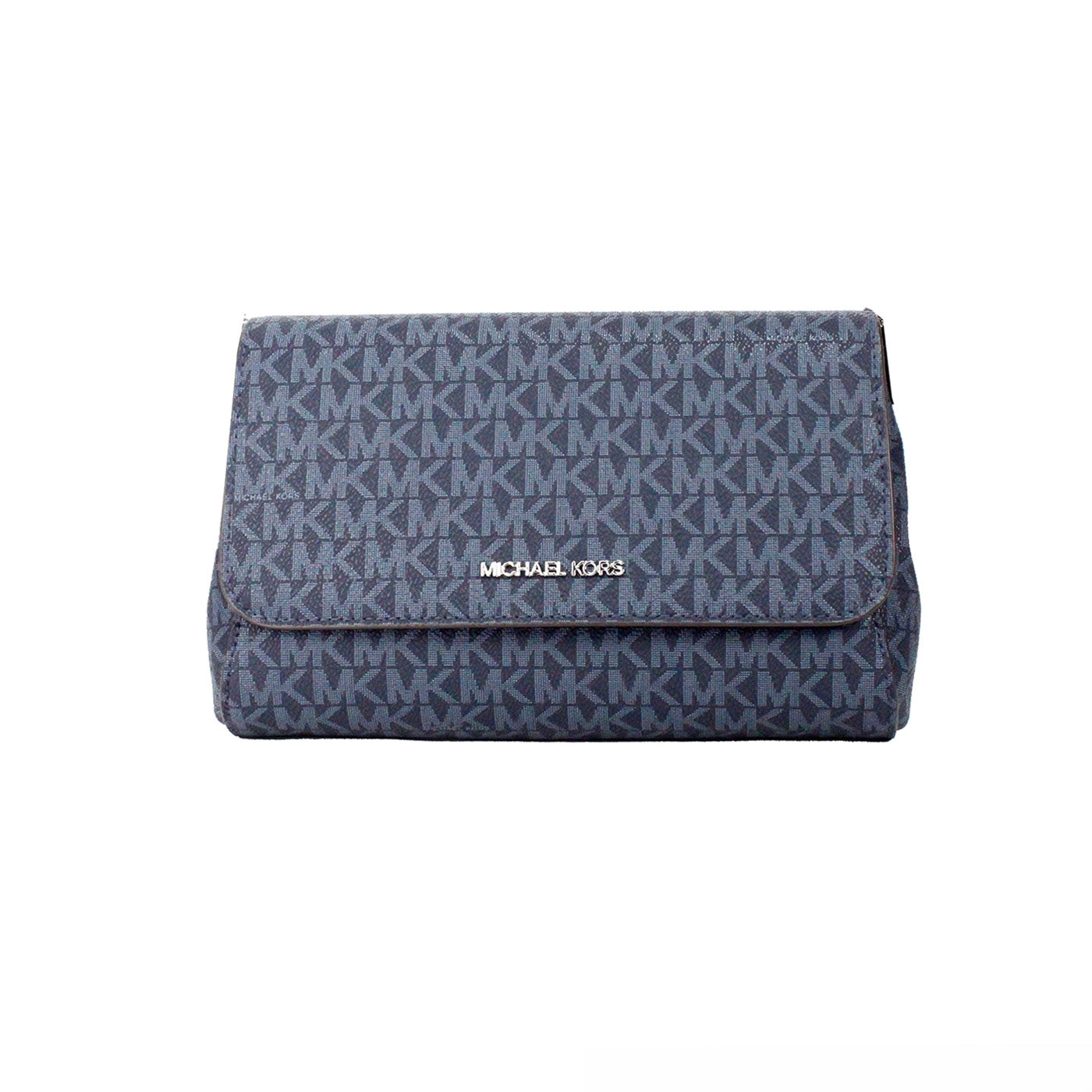 Michael Kors Jet Set Medium Navy Blue PVC Convertible Pouchette Crossbody Bag - - - Michael Kors