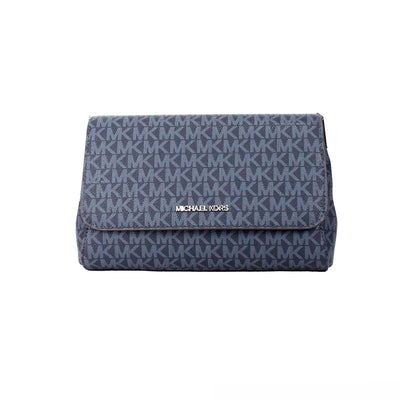 Michael Kors Jet Set Medium Navy Blue PVC Convertible Pouchette Crossbody Bag - - - Michael Kors