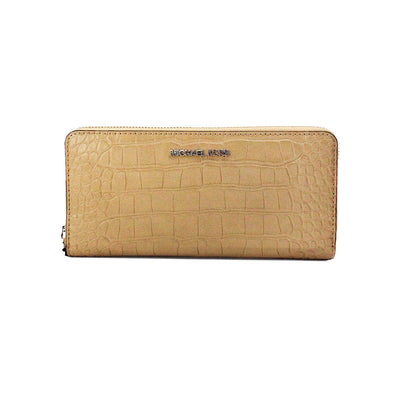 Michael Kors Jet Set Large Camel Animal Print Leather Continental Wrist Wallet - - - Michael Kors