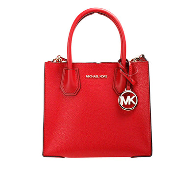 Michael Kors Mercer Medium Bright Red Pebble Leather Messenger Crossbody Bag - - - Michael Kors