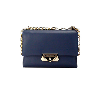 Michael Kors Cece Small Navy Vegan Leather Convertible Flap Crossbody Bag - Navy - - Michael Kors