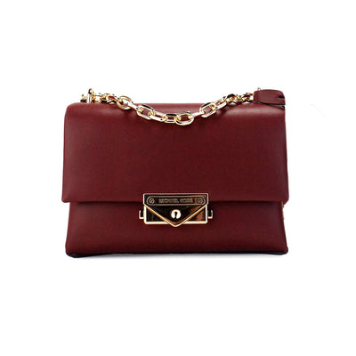 Michael Kors Cece Small Dark Cherry Vegan Leather Convertible Flap Crossbody Bag - - - Michael Kors