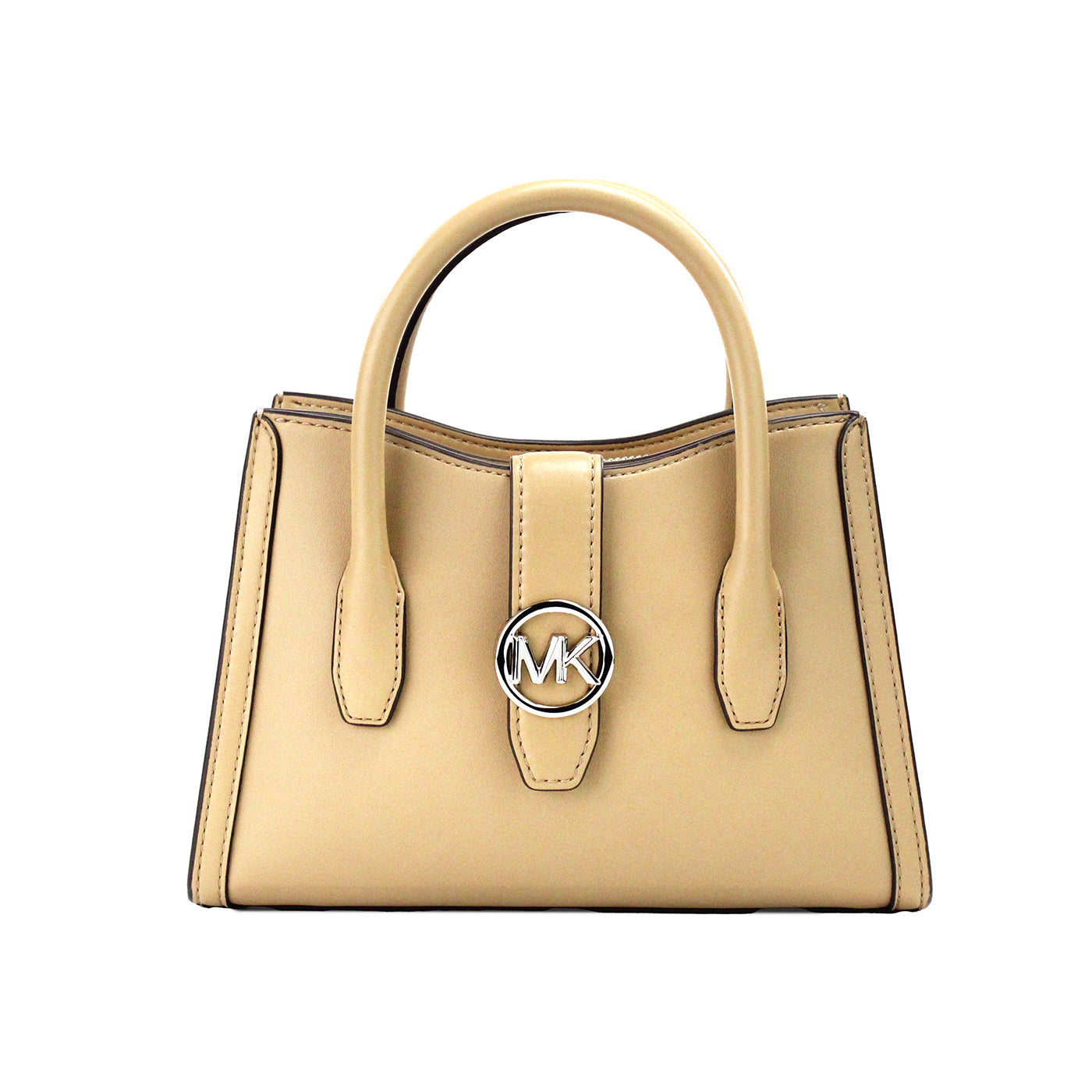 Michael Kors Gabby Small Camel Faux Leather Top Zip Satchel Crossbody Bag - - - Michael Kors