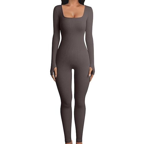 Women's Sports Fitness Jumpsuit Yoga Workout Long Sleeve Jumpsuit - Carvan Mart