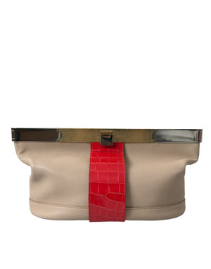 Balenciaga Two Tone Exotic Leather Clutch - Beiga.Red - - Balenciaga