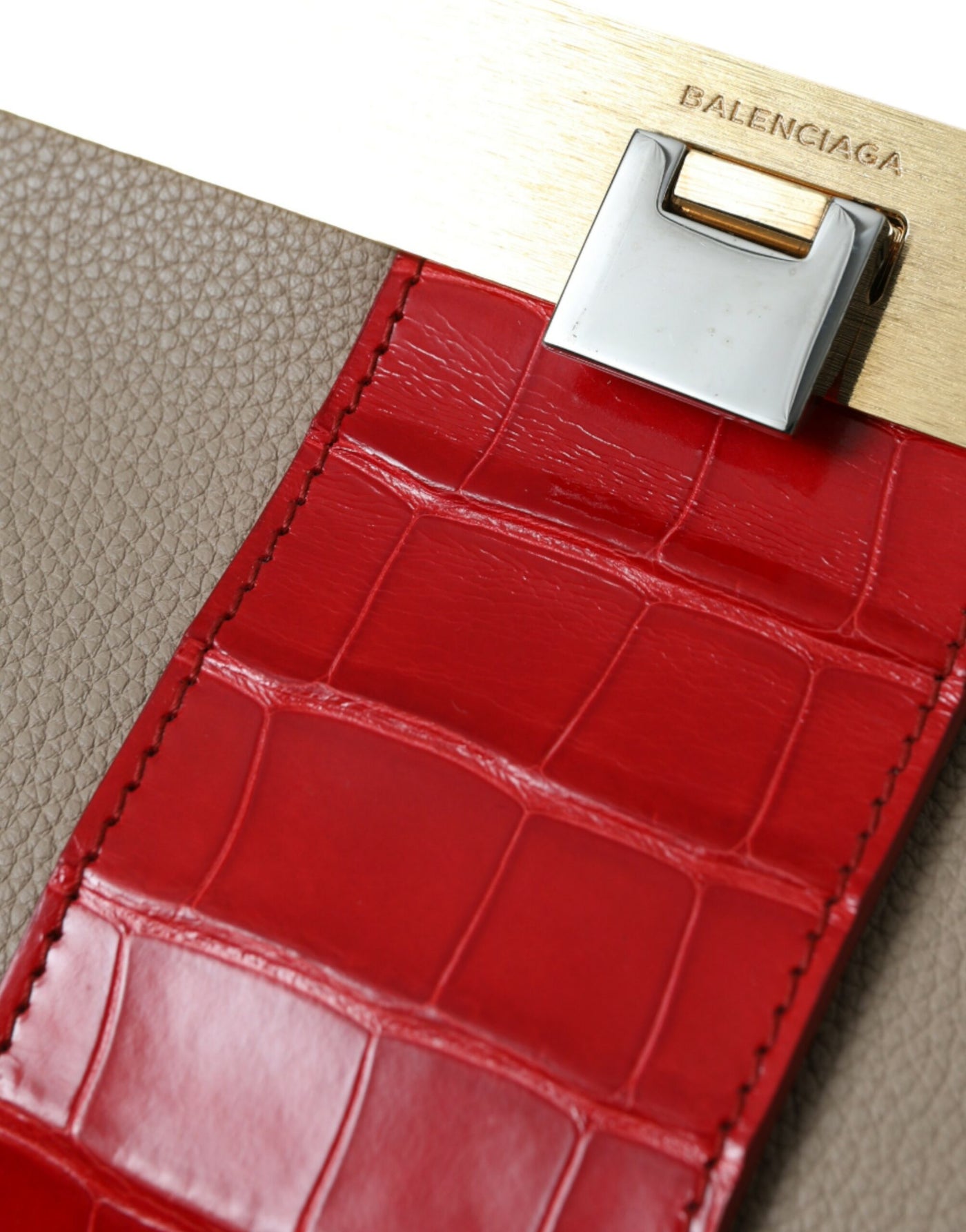 Balenciaga Two Tone Exotic Leather Clutch - - - Balenciaga