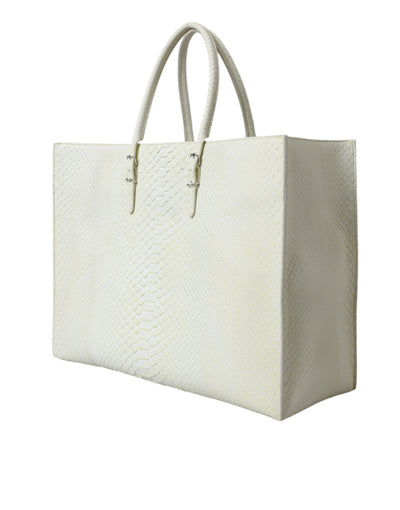 Balenciaga Chic Python Leather Tote in White & Yellow - - - Balenciaga