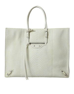 Balenciaga Chic Python Leather Tote in White & Yellow - White - - Balenciaga