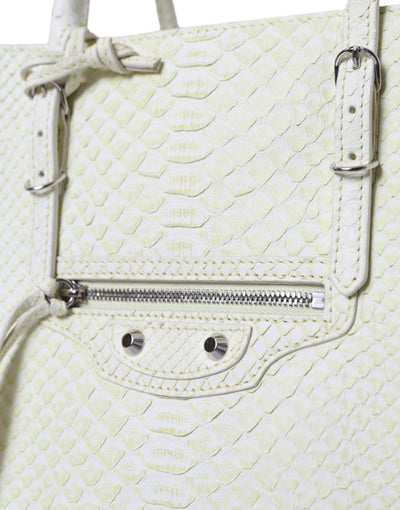 Balenciaga Chic Python Leather Tote in White & Yellow - - - Balenciaga