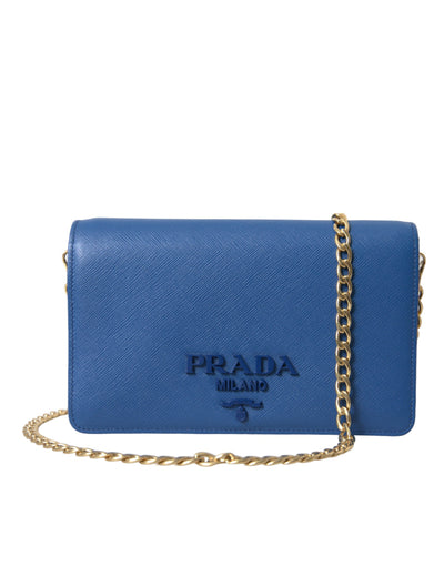 Prada Elegant Monogram Leather Sling Purse - Blue - - Prada