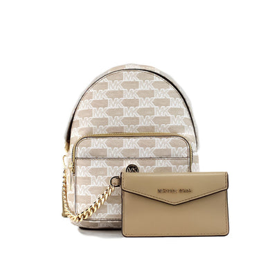 Michael Kors Maisie Mini Camel Signature Canvas 2-n-1 Card Case Backpack Bag - - - Michael Kors