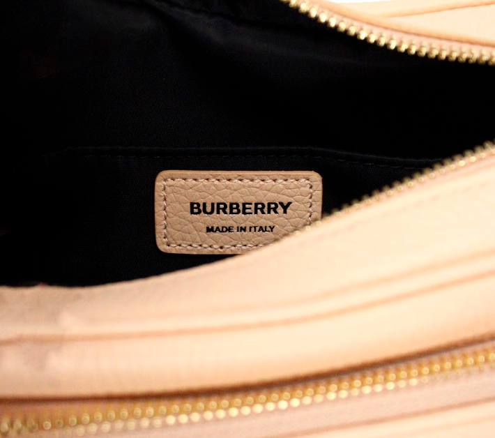 Burberry Small Branded Peach Pink Grainy Leather Camera Crossbody Bag - - - Burberry