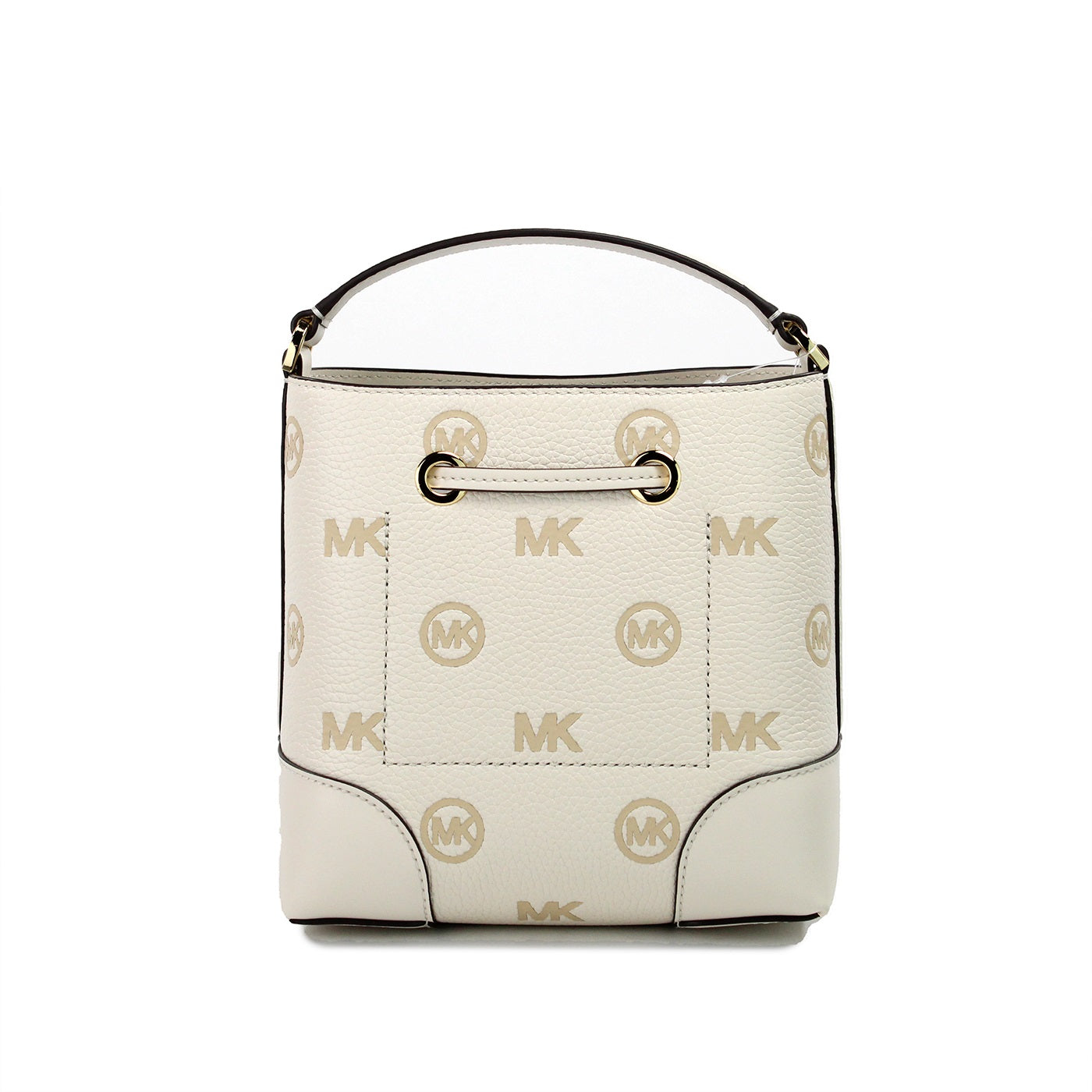 Michael Kors Mercer Small Light Cream Embossed Drawstring Bucket Messenger Bag - - - Michael Kors