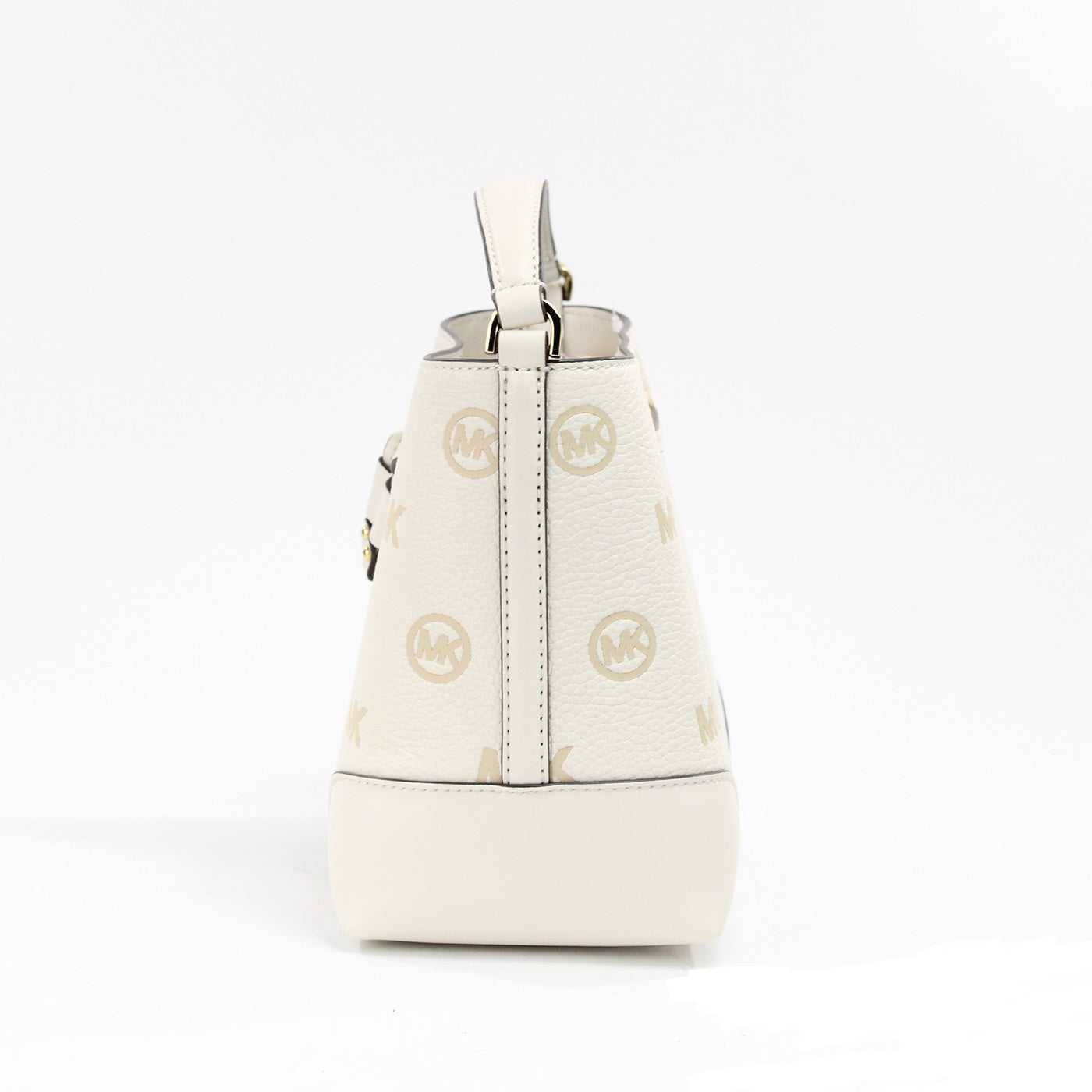 Michael Kors Mercer Small Light Cream Embossed Drawstring Bucket Messenger Bag - - - Michael Kors