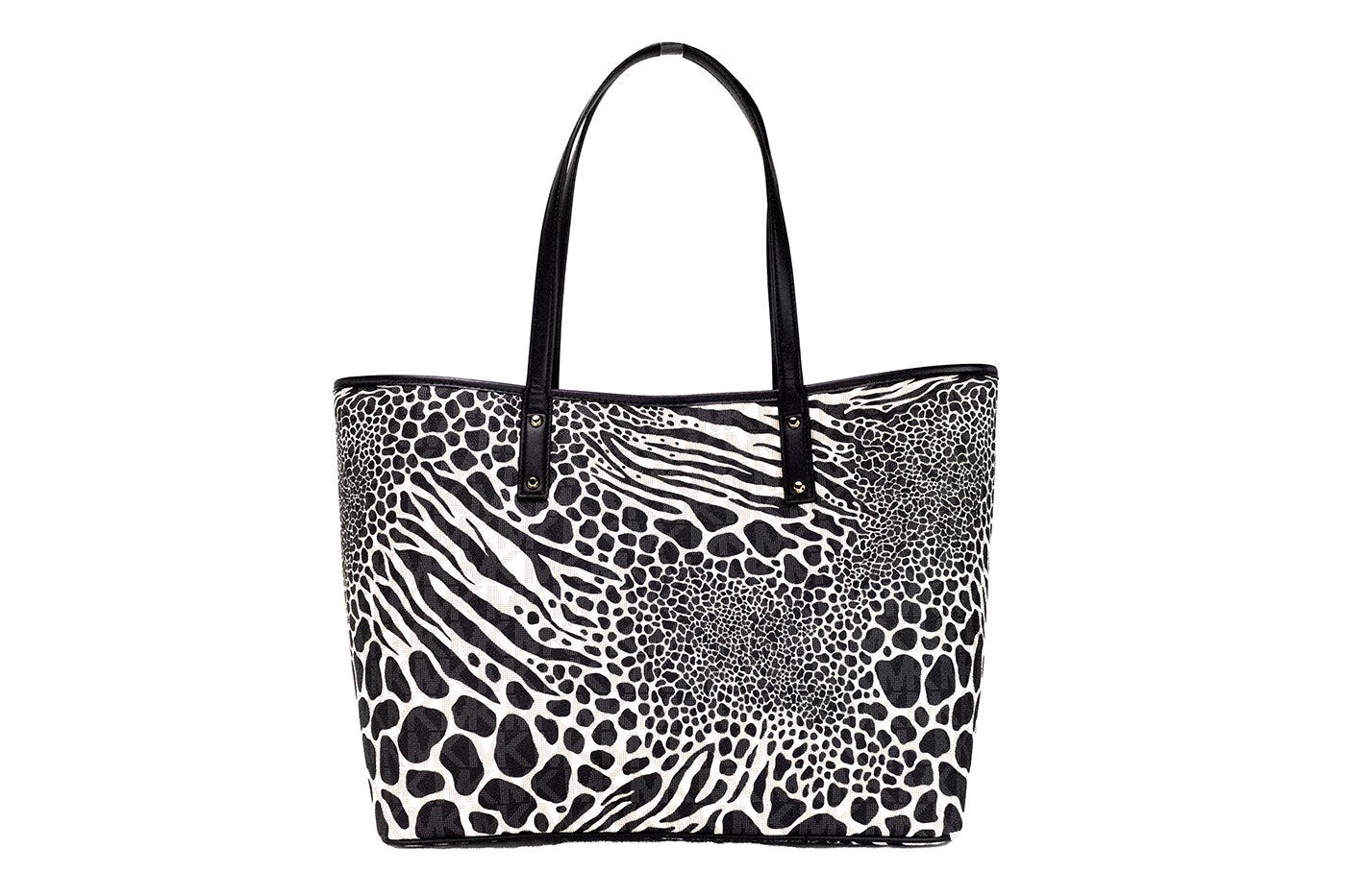 Michael Kors Carter Large Black Animal Print PVC Open Tote Shoulder Purse Bag - - - Michael Kors