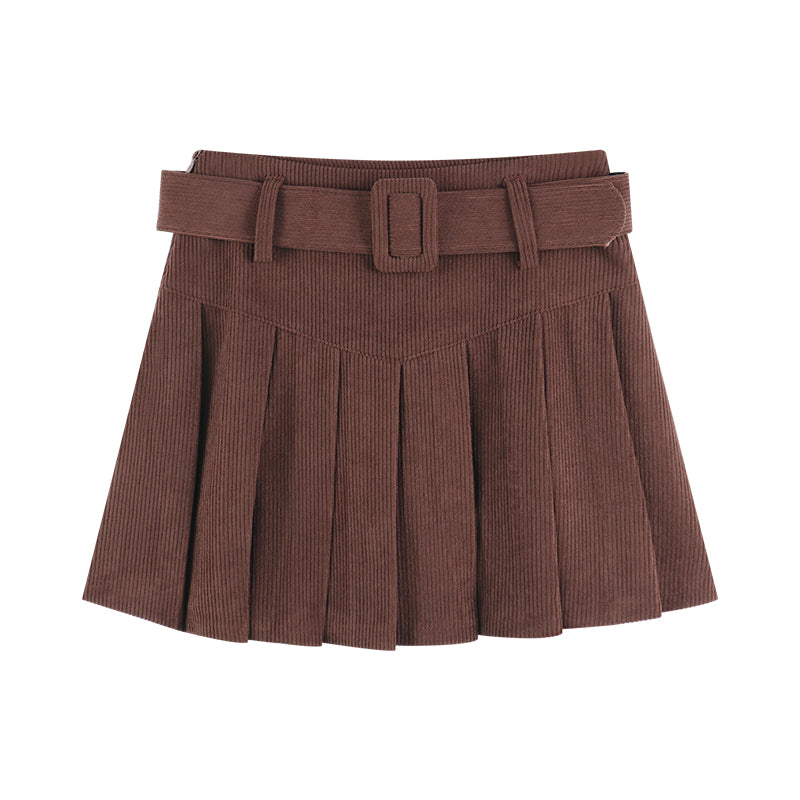 Corduroy Half Women's Autumn A-line Half Skirt Pleated Skirt - Carvan Mart Ltd