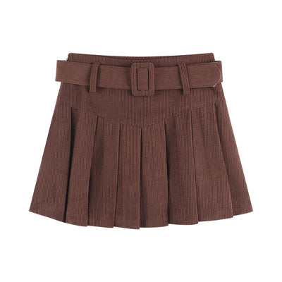 Corduroy Half Women's Autumn A-line Half Skirt Pleated Skirt - Carvan Mart
