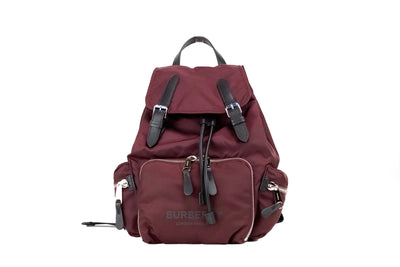 Burberry Medium Burgundy Econyl Nylon Rucksack Drawstring Backpack Bookbag - - - Burberry