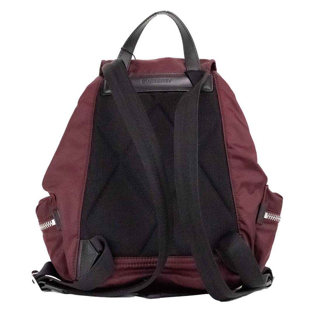 Burberry Medium Burgundy Econyl Nylon Rucksack Drawstring Backpack Bookbag - - - Burberry