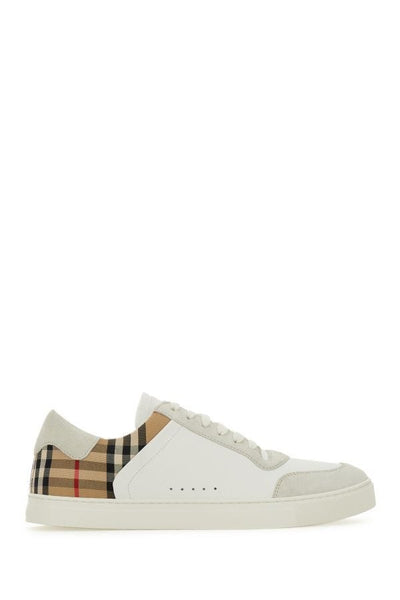 Burberry White Multicolor Calf Leather Sneakers - - - Burberry