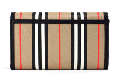 Burberry Hannah Icon Stripe Archive Black E-Canvas Leather Wallet Crossbody Bag - - - Burberry