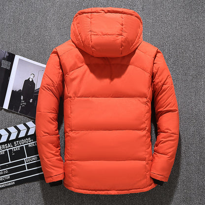 Winter Thick Men Jacket Solid Hooded Coats Hat Detachable Jacket - Carvan Mart Ltd