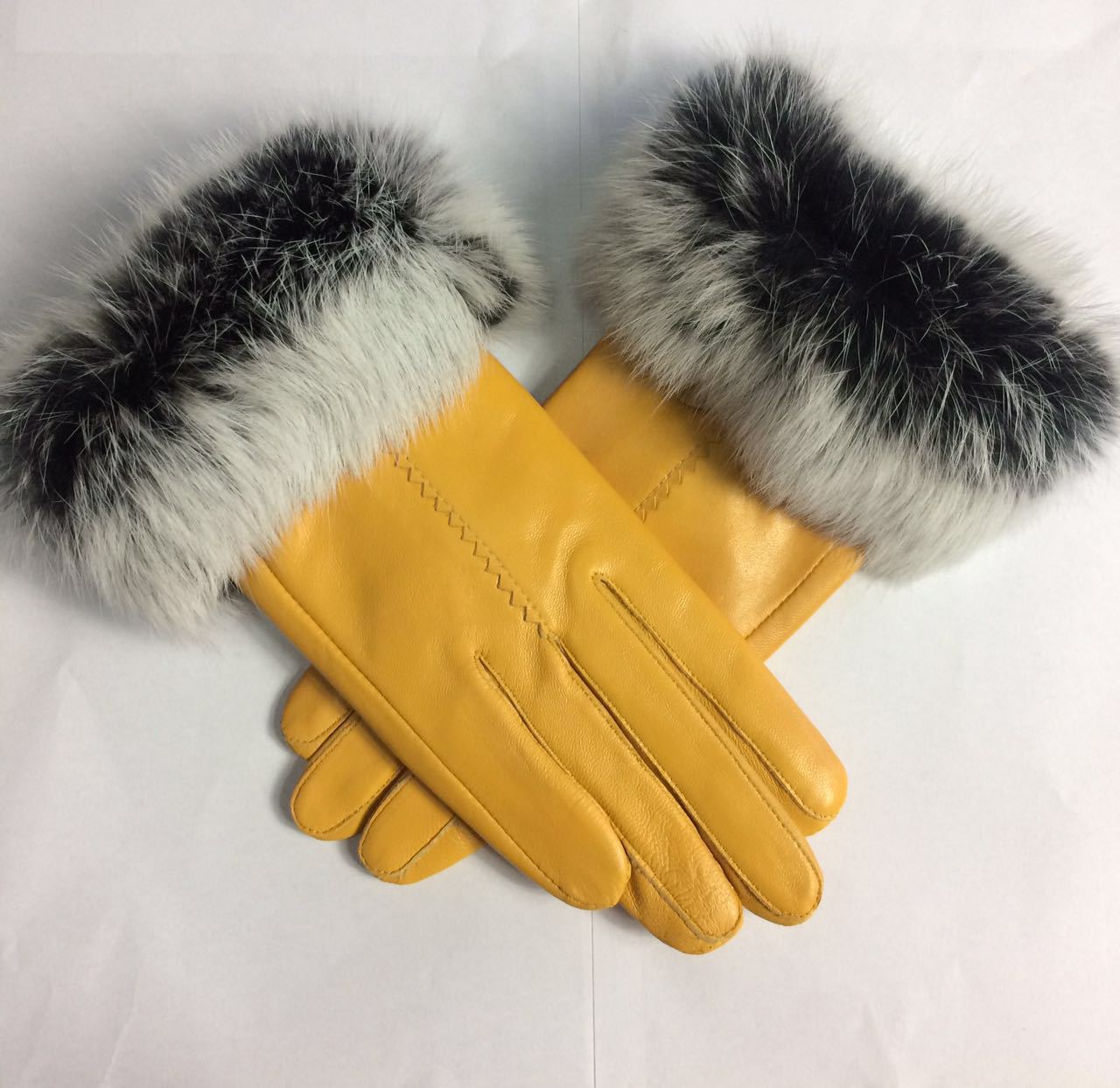 Rabbit hair mouth fashion gloves - Yellow One size - Women Gloves & Mittens - Carvan Mart