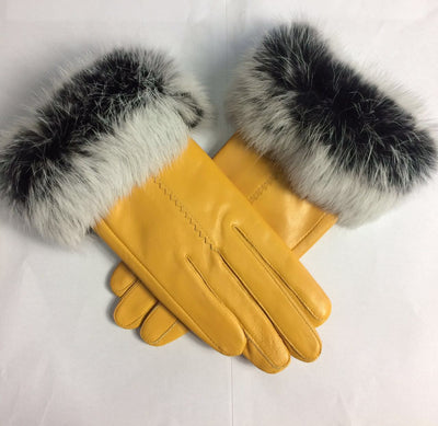 Rabbit hair mouth fashion gloves - Yellow One size - Women Gloves & Mittens - Carvan Mart