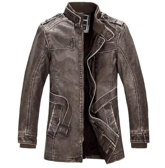 Duolino Classic Leather Jacket - Brown - Genuine Leather - Carvan Mart
